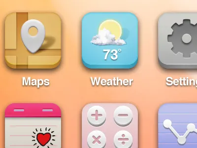 Custom iOS icon set cute girly icon ios ipad iphone soft