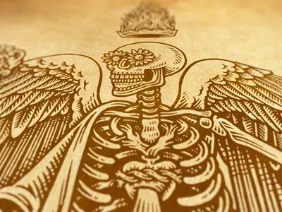 Greatness scratchboard skeleton skull