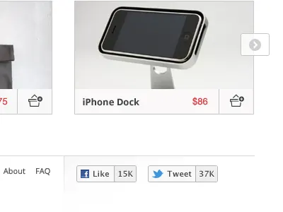 Footer ・ Thumbnails app bullet button chart checkout count ecommerce facebook footer icon minimal minimalist navigation next number prev price sidebar social tag thumbnail twitter ui ux web white