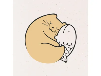 sjaak & fred cat cosy fish illustration letterpress moetmoet