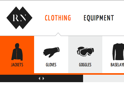 Active Menu ecommerce magento menu minimal orange shop sport white