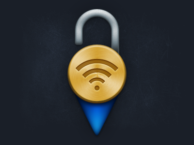 App Icon blue brushed gold icon lock pin wifi