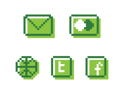 Pixel Icons dribbble e mail external facebook flickr icon link pixel twitter vector web