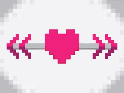 Heartz arrow bit gray heart pink pixel