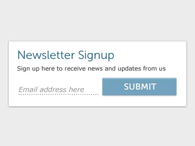 Newsletter Signup button dotted line museo sans submit verdana
