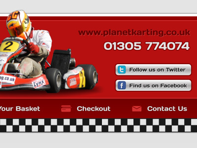 Menu and Social Network Buttons facebook kart karting menu red social network twitter