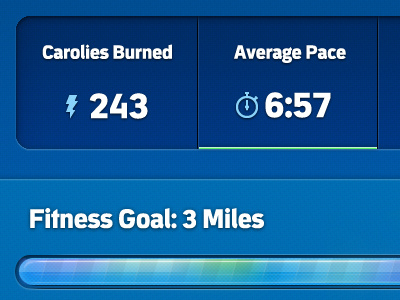 Calories Burned app blue calories iphone pace progress bar run runkeeper running ui ux