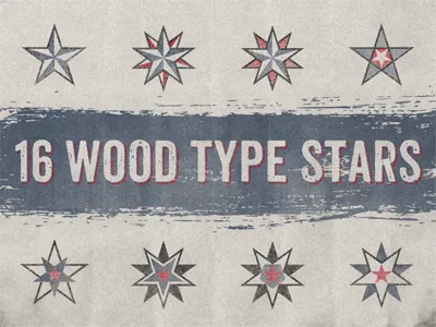 16 Wood Type Stars ... download freebie lettering shapes stars type typo typography wood type
