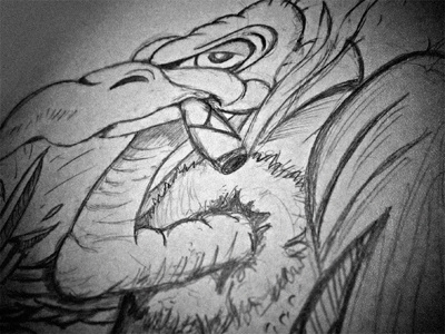 Vulture Sketch bw sketch