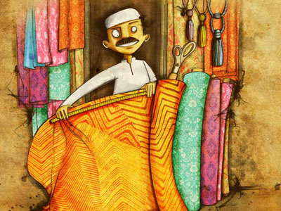 Textile trader childrens books digital illustration