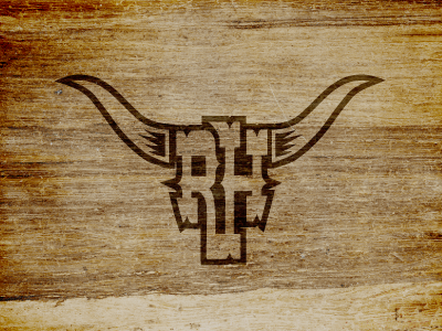 RH1 bull burn cowboy horns house initials road wood