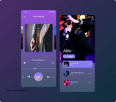 Music Player | Mobile UI Design | Daily UI Challenge #009 daily ui dailyui dailyui009 designchallenge dribbble music palyer ui design web design