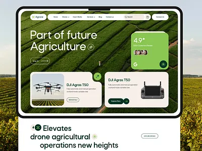 Agrone - Agriculture Drone Landing Page agriculture agriculture drone animation branding design drone farm farming graphic design homepage landing page modern modern farm product design ui ui ux ux web design webdesign website