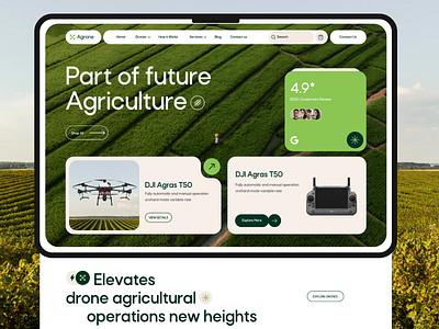 Agrone - Agriculture Drone Landing Page agriculture agriculture drone animation branding design drone farm farming graphic design homepage landing page modern modern farm product design ui ui ux ux web design webdesign website