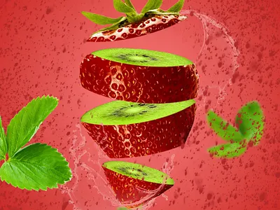 Strawberry banner banner design kiwi photomontage photoshop strawberrybanner ui webbanner