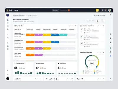 Tiimi - Recruitment Dashboard in a SaaS HR Management System candidate company dashboard employee hiring hr hrd hrm hrms hrs job overview product design recruitment saas saas design ui ux web app web design