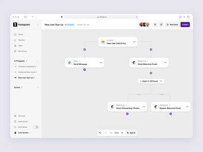 AI Automation Platform - Building Workflow ai animation app automation concept dashboard desktop motion saas ui ux web workflow