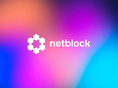 Netblock – Logo Design branding cube design flat gradient grain hexagon logo mesh minimal minimalism minimalist saas tech white