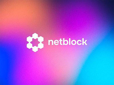 Netblock – Logo Design branding cube design flat gradient grain hexagon logo mesh minimal minimalism minimalist saas tech white