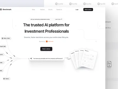 Landing page design bento channel info compress page finance hero illustrations investment landing page search file ui