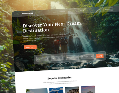 TravelTrek- Travel Agency Landing Page animation branding graphic design ui