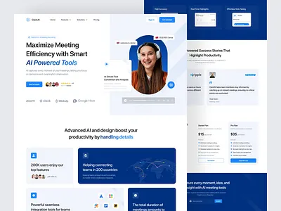 ClerkAI - AI Meeting Website ai animation artificial intelligence b2b clean deep learning dipa inhouse landing page management meeting minimalist modern saas simple startup ui design uiux web design website