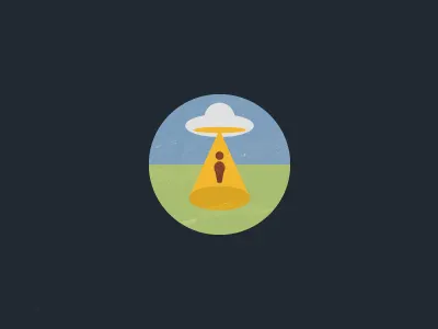 UFO alien abduction circle icon man ufo