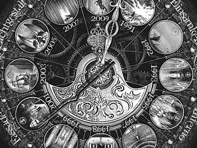 CD Cover and art black cd clock cover design gothic graphics illustration white