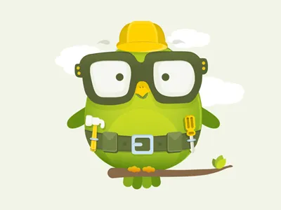 EarlyBIrds Character3 application belt bird birds character design drawing experience flat fun glasses hammer hat interactive interface retina sketch user web design worker