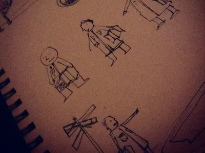 Prep Sketches hand drawn marker pen project work rough scamps