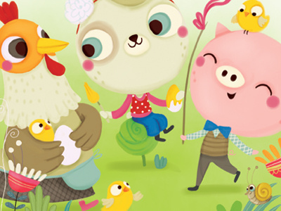 Spring animals digital illustration