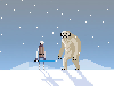 Luke Vs. Wampa pixel art drawsgood game geek luke nerd pixel art star wars wampa