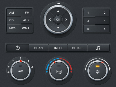 Car Dashboard app button car dashboard dashboard gray knob led ui