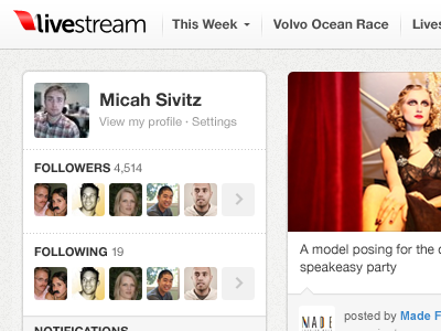 Homepage account area account followers header notifications profile