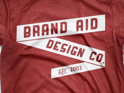 Brand Aid Design Co. T-Shirt Design banner merchandise red retro t shirt typography white