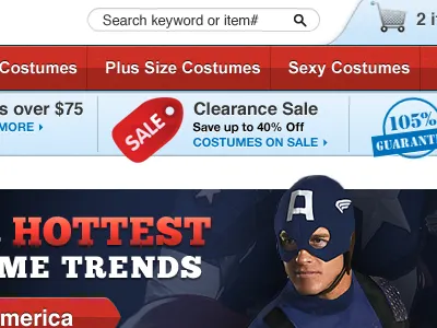 Costume Hub Homepage design ecommerce halloween holiday homepage web page design
