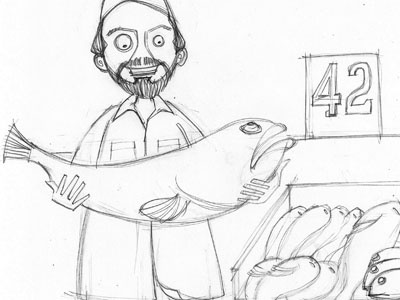 Fish man - sketch illustration sketch