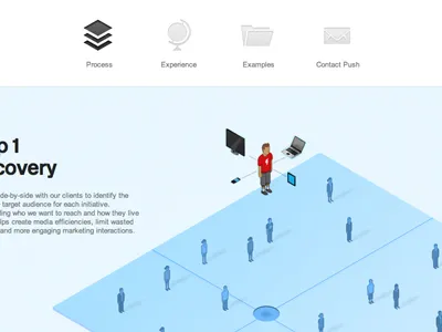 Media Page 3d art floating illustration info graphic isometric media people ui website