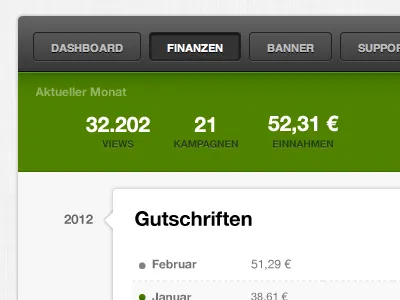 Übersicht Gutschriften ui webapp