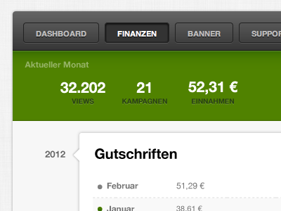 Übersicht Gutschriften ui webapp