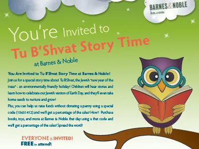 PJ Library flyer for work books owl story time