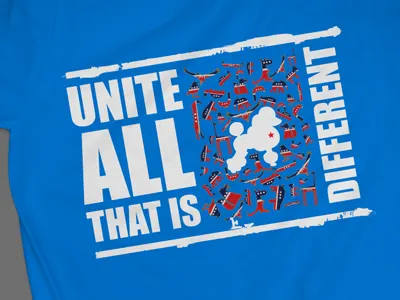 Unite all that is different american illustration political poodle t shirt
