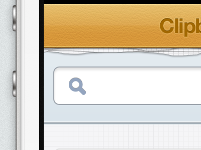 Geomicons Squared Rebound app interface ios iphone magnifying glass mobile navigation bar notepad paper search texture