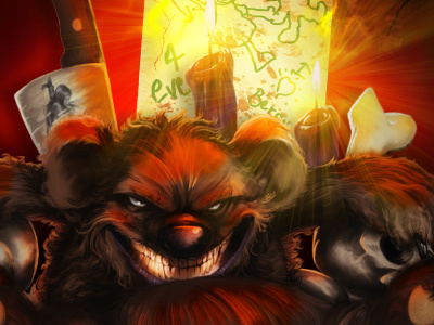 Scare Bear - Friends Forever bear character design comic evil toy fantasy illustration painting scary teddy bear