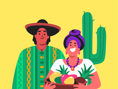 Hola! cactus character ethnic flat illustration mexican mexico sun