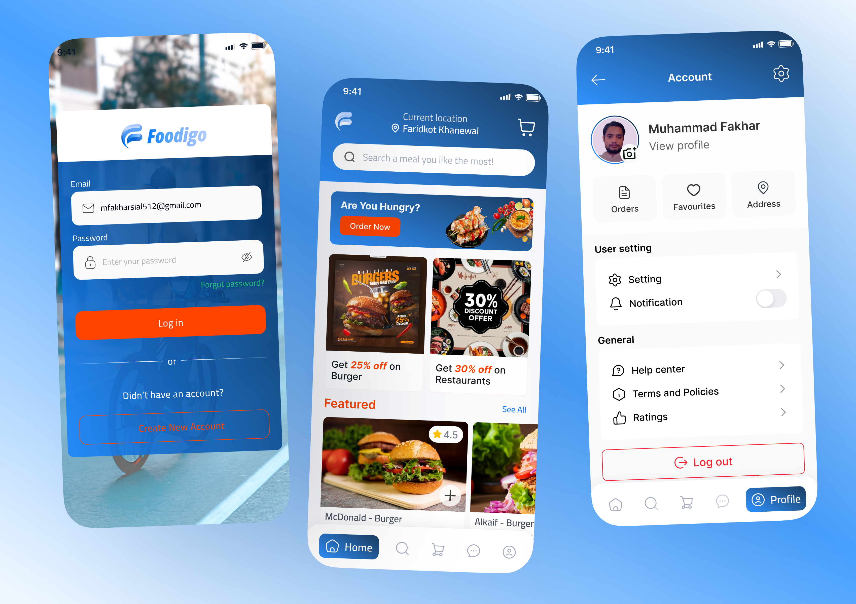 Foodigo - A Delivery APP UI Design delivery app easy ordering fast delivery food app food deals food delivery home delivery local restaurants meal delivery on demand delivery order food online real time tracking ui