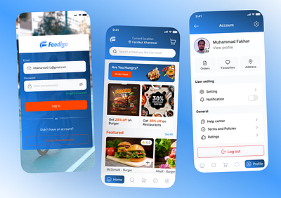 Foodigo - A Delivery APP UI Design delivery app easy ordering fast delivery food app food deals food delivery home delivery local restaurants meal delivery on demand delivery order food online real time tracking ui