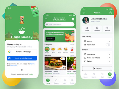 Food Buddy- A Delivery APP UI Design delivery app easy ordering fast delivery food app food deals food delivery home delivery local restaurants meal delivery on demand delivery order food online real time tracking ui