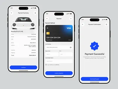 Checkout page - Luxury Car Mobile App android app design automobile automotive booking app business car car mobile app car selling app car service checkout page ios app luxury luxury car luxury car buy mobile app mobile mobile app payment ui