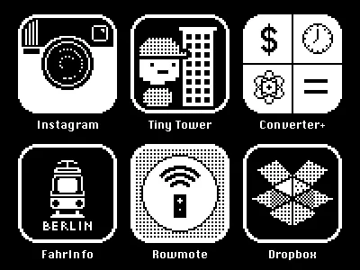 iOS "Classic" pt. 1 apps bitmap classic converter dropbox fahrinfo icons instagram ios pixel retro rowmote simple tony tower